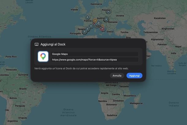 Aggiungere Google Maps al Dock Safari Mac