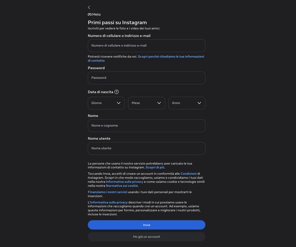 Creare una seconda pagina Instagram da PC
