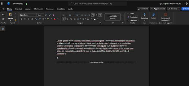 Interruzione di pagina Word online