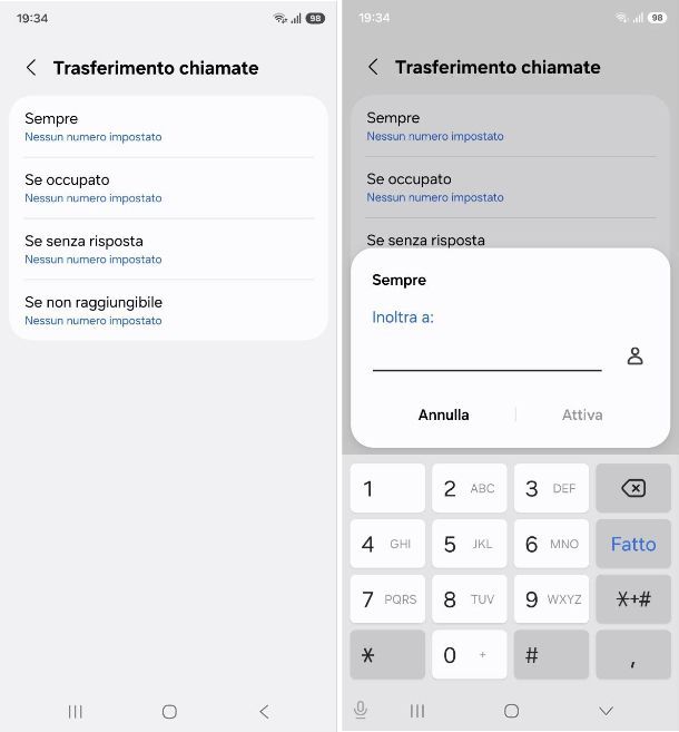 Come disattivare trasferimento di chiamata su Samsung