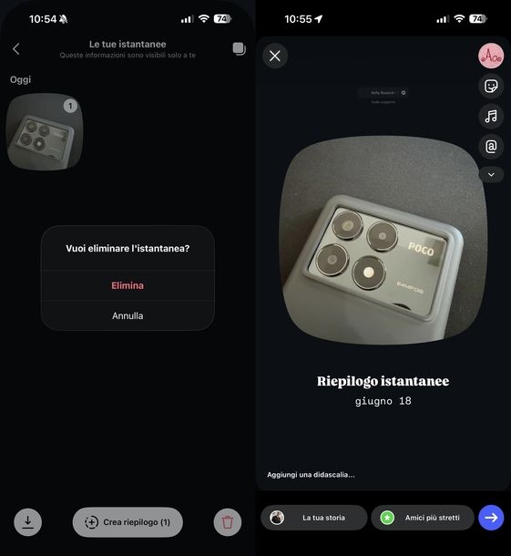 Eliminare più istantanee archivio Instagram