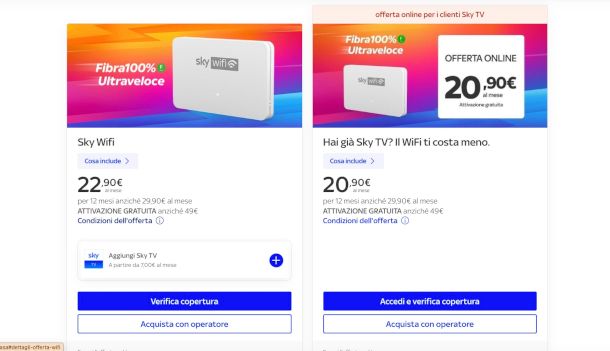 pagina offerte Sky Wifi