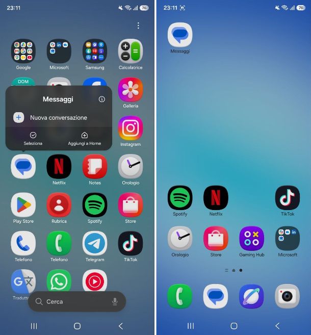 Come mettere app su schermo Samsung
