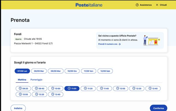 Prenotare turno sito Poste Italiane