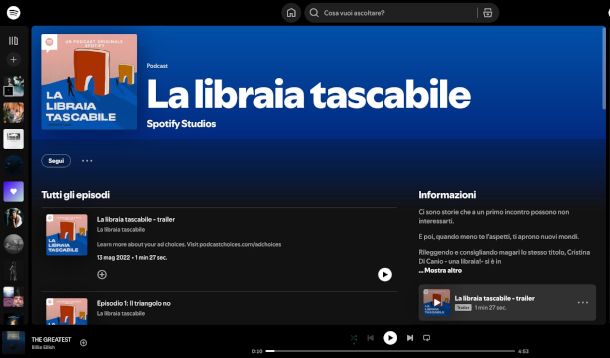 lettore Web Spotify