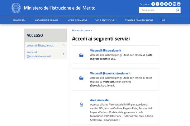 Accedere alla Webmail Istruzione sito MIM