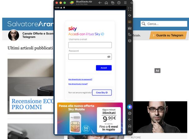 Sky Go su BlueStacks Mac