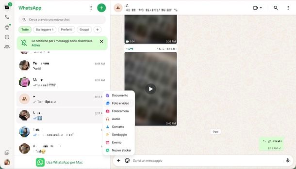 inviare video pesante WhatsApp PC