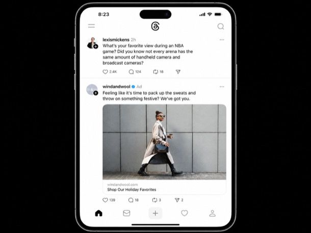Annuncio Threads Ads nel feed