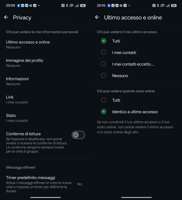 Impostazioni WhatsApp