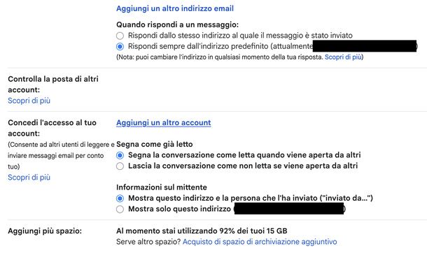 Concedere accesso delegato Gmail PC