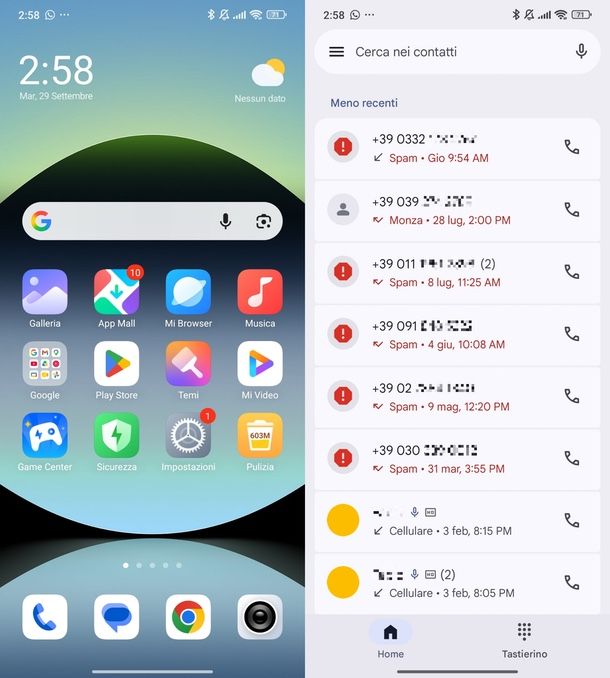 vedere chiamate ricevute Android