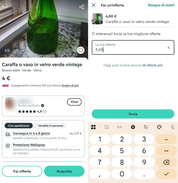 Fare offerte su Wallapop