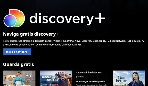 Navigare gratis discovery+ PC