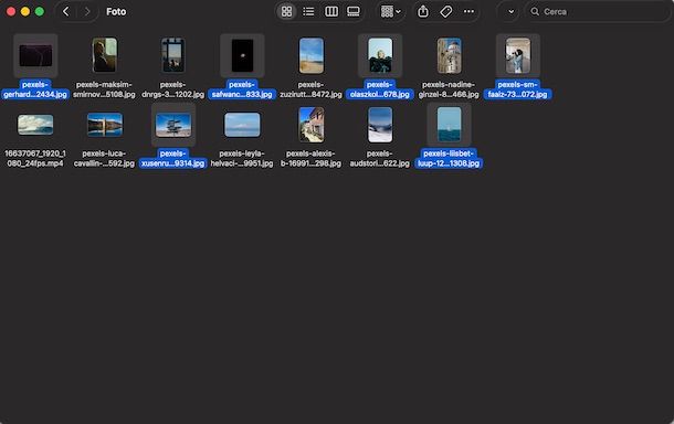 Selezionare elementi non consecutivi Mac