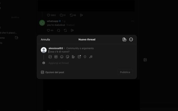 Comporre un thread su Threads PC