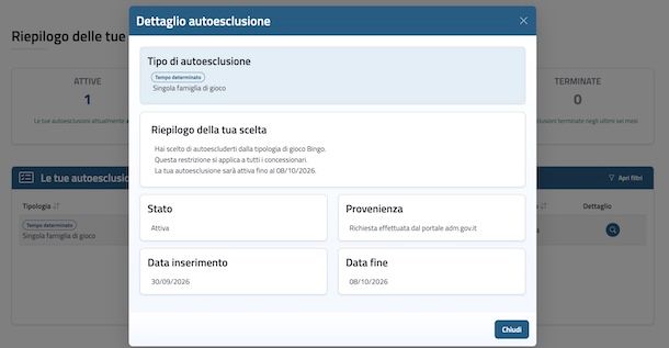 Autoesclusione gioco