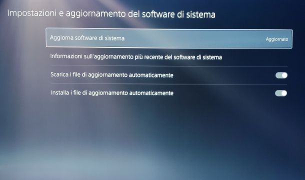 aggiornamento software di sistema PS5