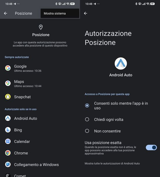 Gestire le autorizzazioni per la posizione Xiaomi