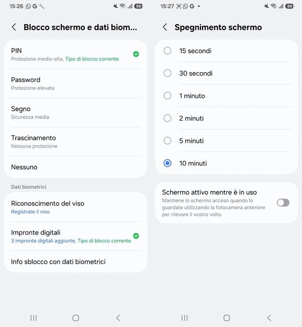 blocco schermo Samsung