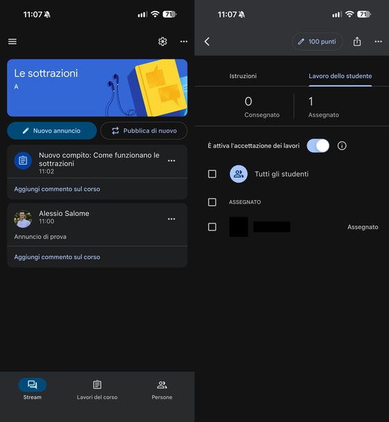 Controllare le consegne su Classroom docente smartphone