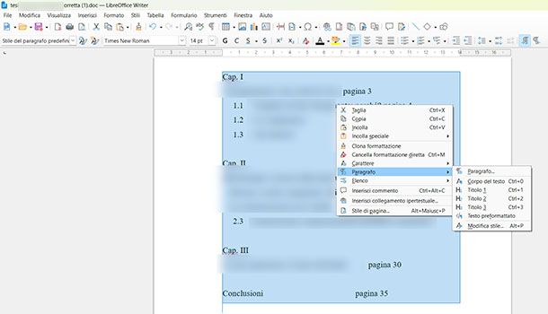 Indice LibreOffice Writer