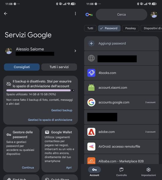 Aprire Gestore delle password di Google Android