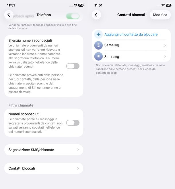 numeri bloccati iPhone