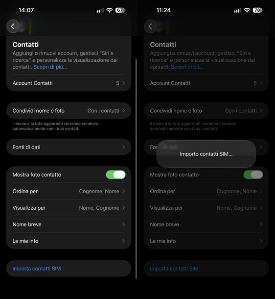 Importare contatti SIM iPhone