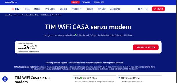 tim wifi casa senza modem