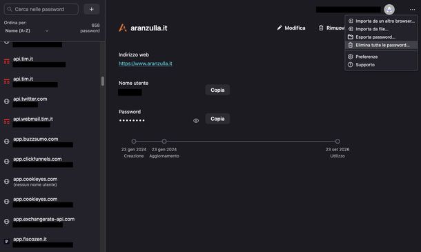 Eliminare tutte le password Firefox computer