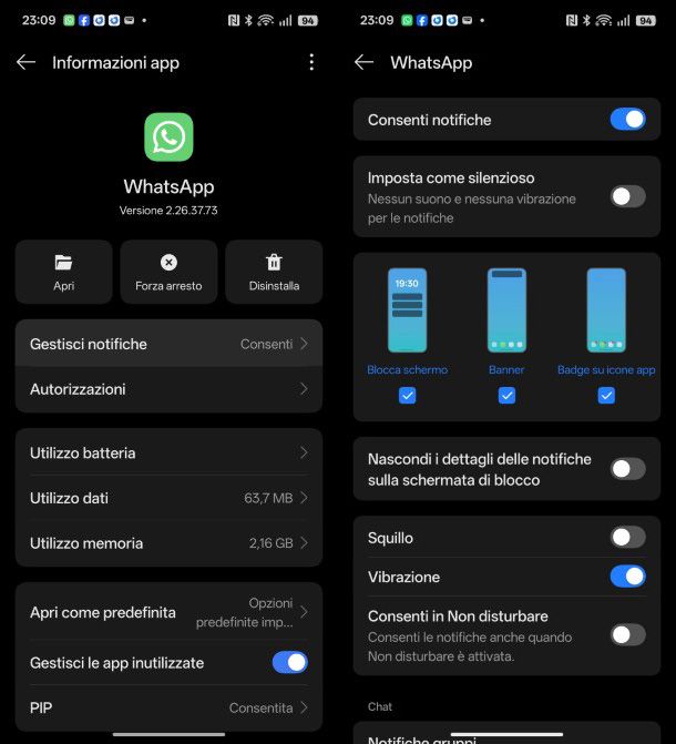Impostazioni WhatsApp