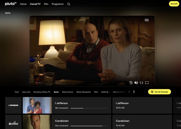 Guardare canali TV in diretta Pluto TV PC