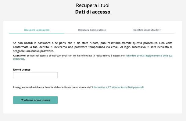 Recuperare i dati di accesso SPID Namirial