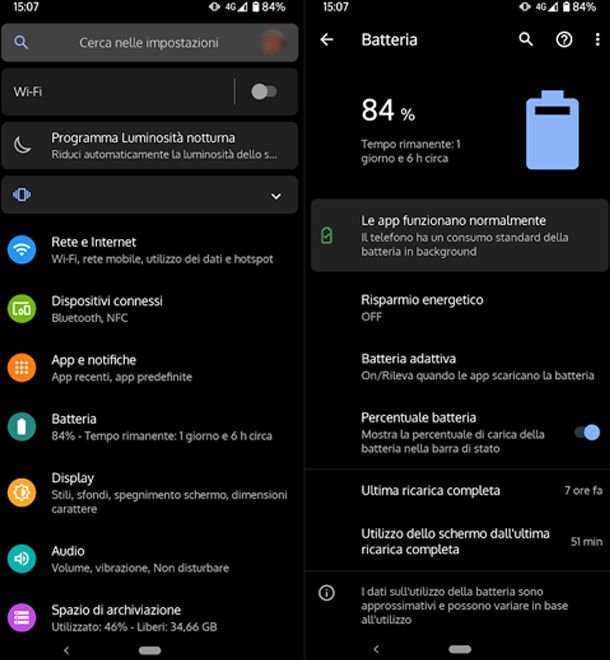 Come vedere lo stato della batteria su Android 9 e 10