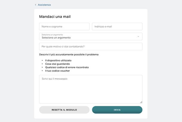 Compilare modulo di contatto NOW PC
