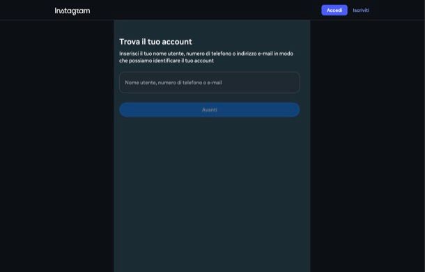 Cambiare la password di Instagram da PC