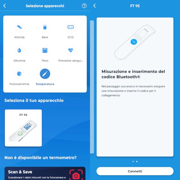 schermate app Beurer Health Manager Pro