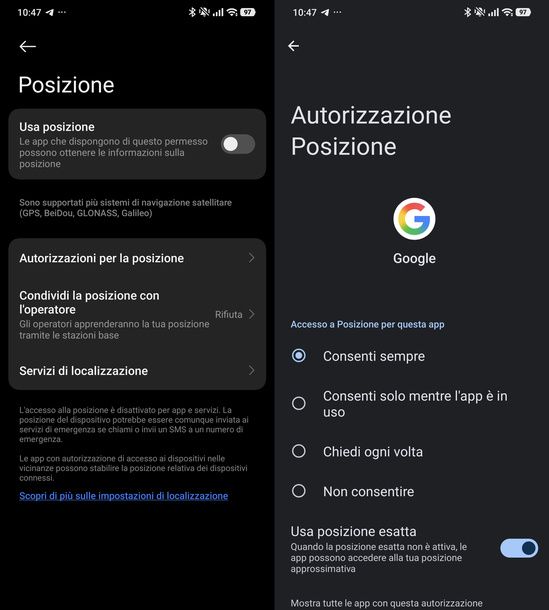 Disattivare la localizzazione dalle impostazioni Xiaomi