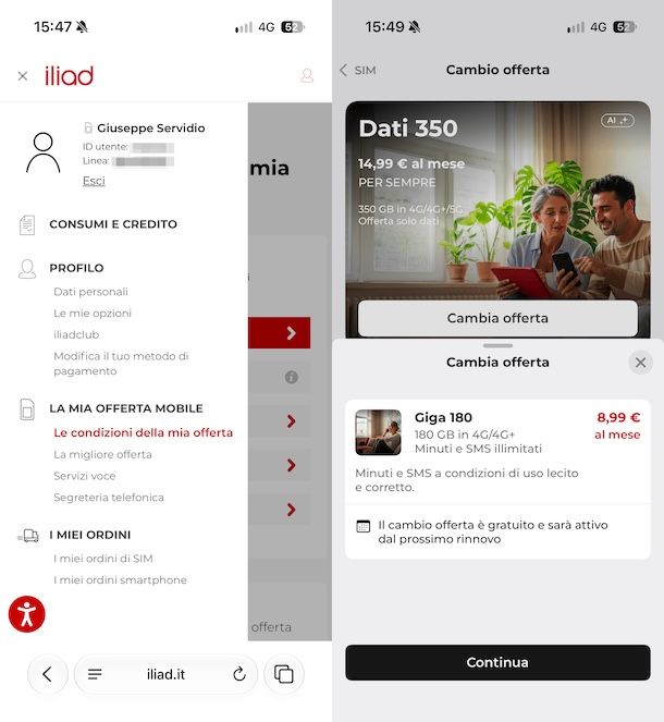 Cambiare offerta iliad