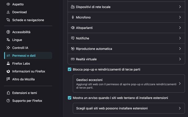 Bloccare i popup su Mozilla Firefox