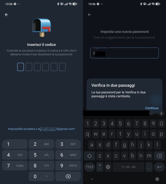 Recuperare la password di Telegram via email Android