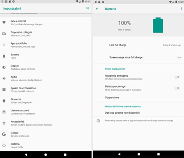 Come vedere lo stato della batteria su Android 8