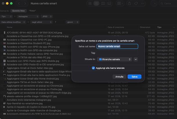 Creare cartella smart Mac