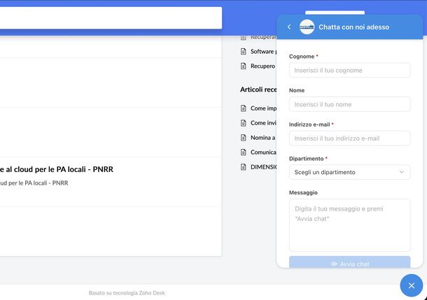 Chattare con assistenza Madisoft da browser