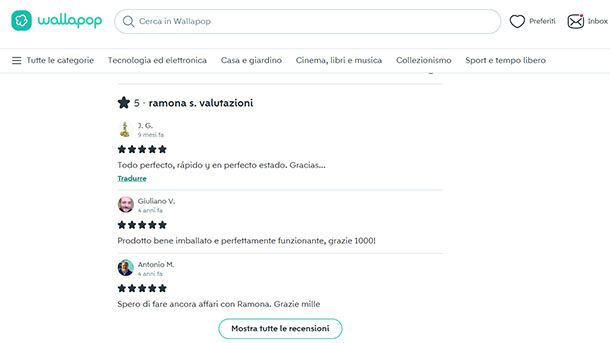 Recensioni su Wallapop