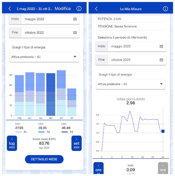 schermate app E-Distribuzione