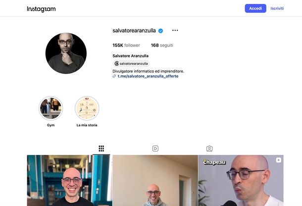 spiare profilo Instagram browser