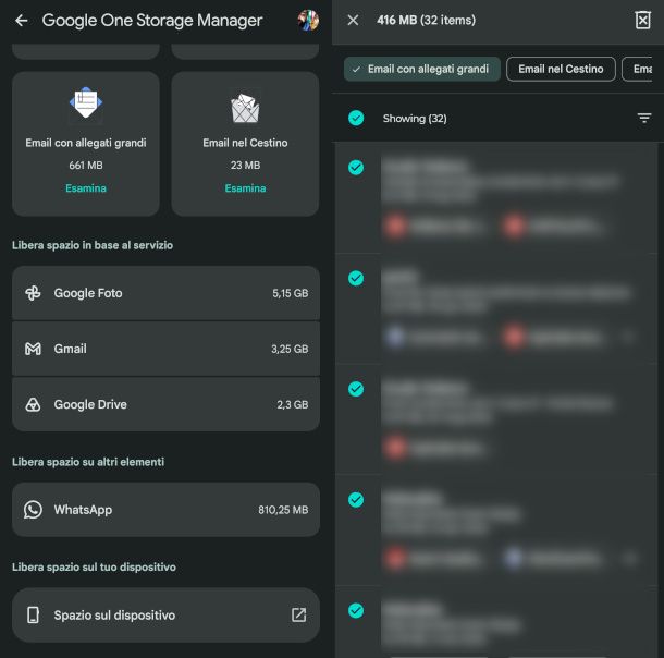 schermate impostazioni Google One su Android