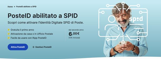 Canone annuale PosteID abilitato a SPID
